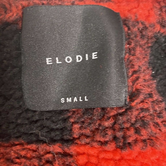 Elodie Red Black Buffalo Check Plaid Barn Jacket Shacket size Small - Picture 5 of 8